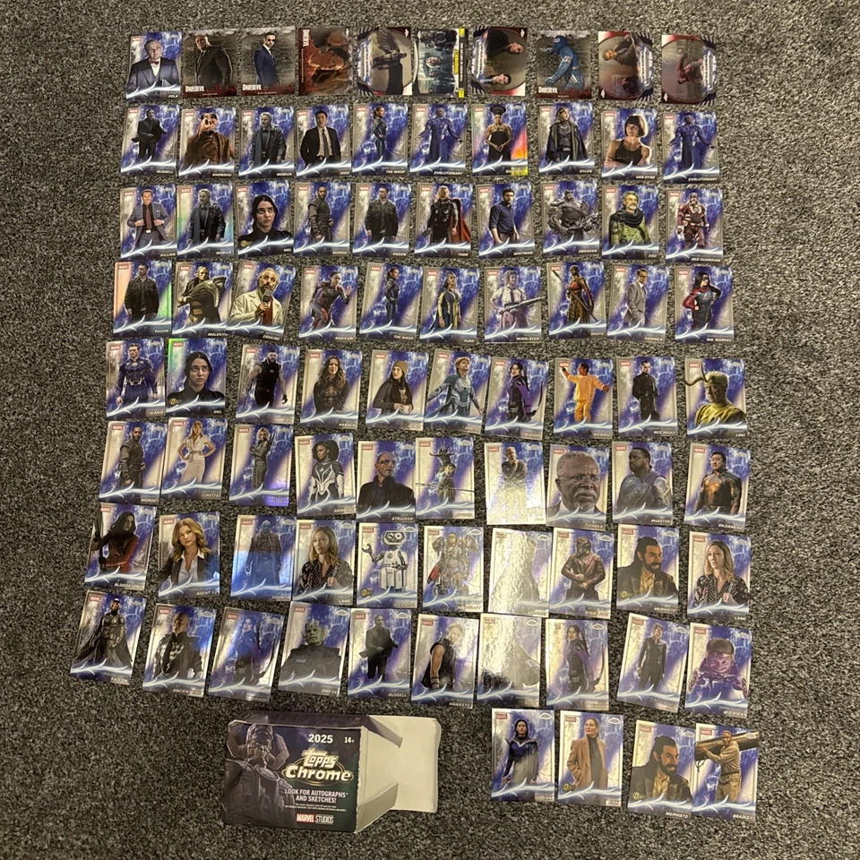 Topps Chrome 2025 Marvel MCU Set BUNDLE - 104 Cards (some Dupes) + Box - Photo 1/4