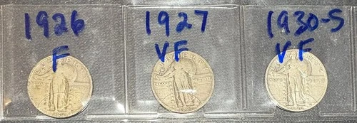 Lot of 3 Different Standing Liberty Quarters, 2 in VF Condition! 1926 - 1930