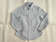 Ralph Lauren Blue White Striped Oxford Button Down Shirt Boys Sz 7 Pony Preppy