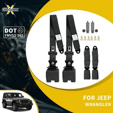 2X 3 Point Retractable Black Seat Belts Adjustable Belts For Jeep Wrangler US