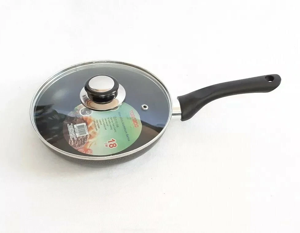 Aluminum Non Stick Fry Pan with lid 18cm 7 inches Black brand new free shipping
Opens in a new windo