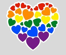 Gay Pride Rainbow Heart with Hearts STICKER