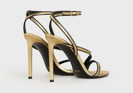 $860 CELINE SHARP 125 GOLD LEATHER SANDALS HEELS SIZE 36