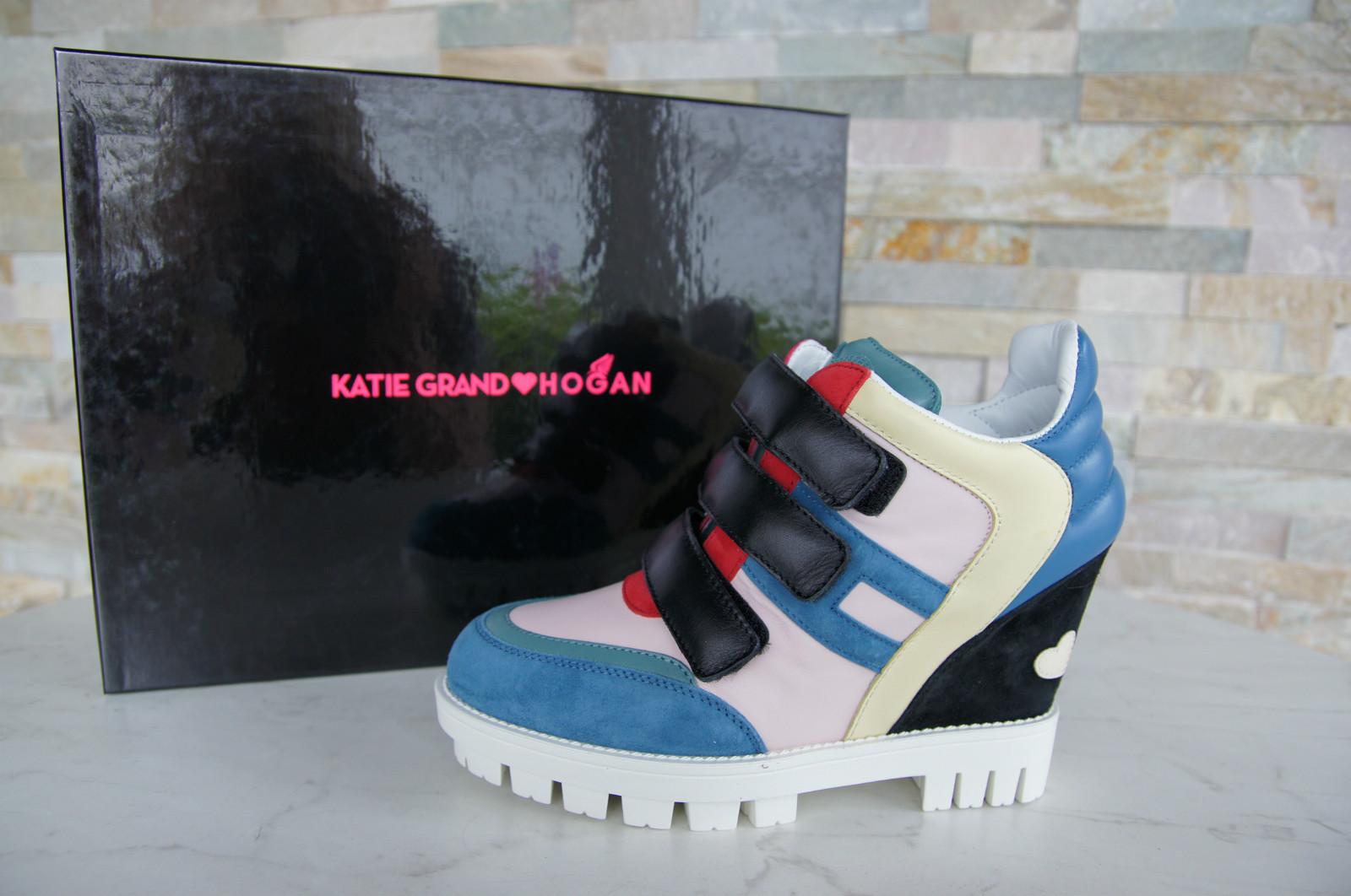 Katie Grand Hogan Talla 37,5 High-Top Sneakers Zapatos Multicolor Nuevo Antiguo