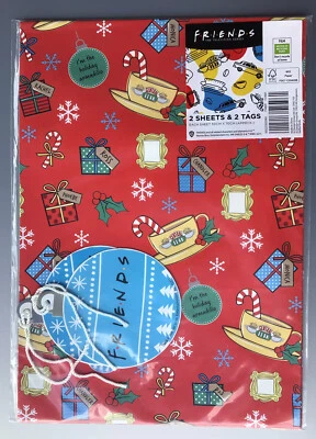 FRIENDS The TV SERIES Christmas wrapping paper 2 sheets and 2 tags New