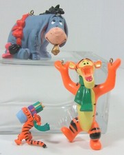 Disney Pooh's Eeyore with Bell Scarf  Tigger Christmas Ornaments hard resin