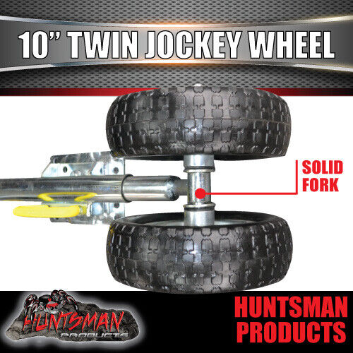 Caravan Trailer Twin 10" Jockey Wheel. 1600kg Swing Up. Solid Wheel Greasable - Picture 2 of 5
