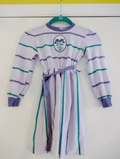 Vtg Girls HEALHTEX PURPLE STRIPE DRESS Sz 6 Flowers Hearts Belt Health-Tex Green