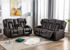 2/3/5 Seater Recliner Faux Leather Sofa w/Cup Holders Loveseat Sofa Living Room