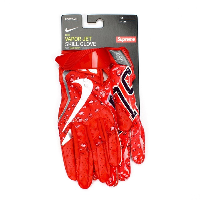 NWT Supreme x Nike Vapor Jet Arc Logo Football Gloves Red M L FW18 DS AUTHENTIC | eBay