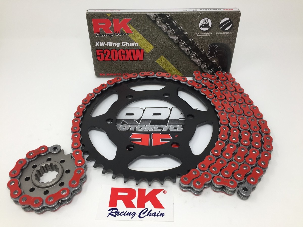 Red 2016-2018 Kawasaki ZX-10R RK GXW 520 Quick Accel Chain and