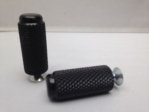 MOTORCYCLE KNURLED ALLOY TOE PEGS (1 PAIR) ANODISED BLACK. TP4-BK. - Picture 1 of 4