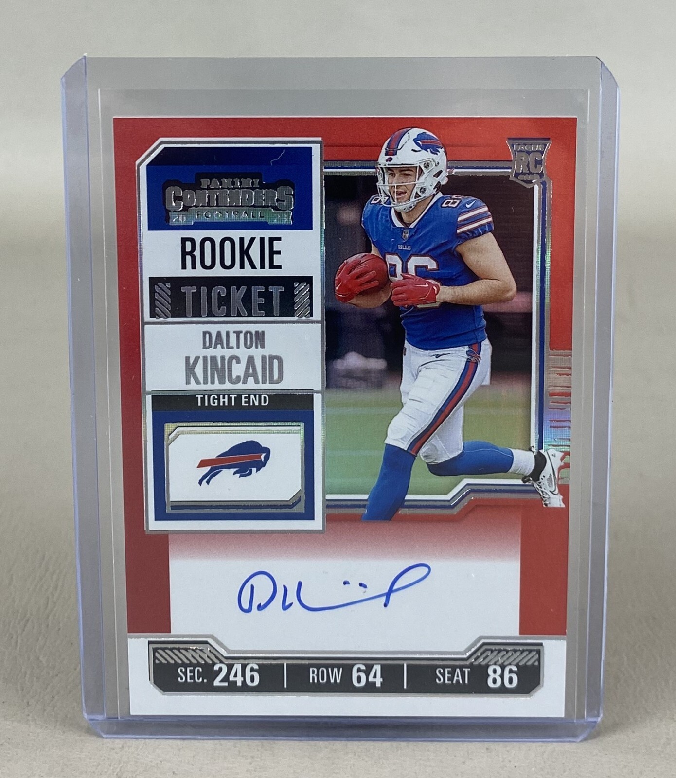 2023 Panini Contenders DALTON KINCAID FOTL Red Zone Rookie Ticket Auto