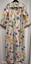 KEYLOUN Vintage Large Mod Flowers Kaftan House Maxi Dress size M/L