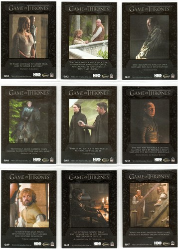 GAME OF THRONES SEASON 5 THE QUOTABLE GAME OF THRONES INSERT SET Q41-Q49 (9) - Picture 2 of 2