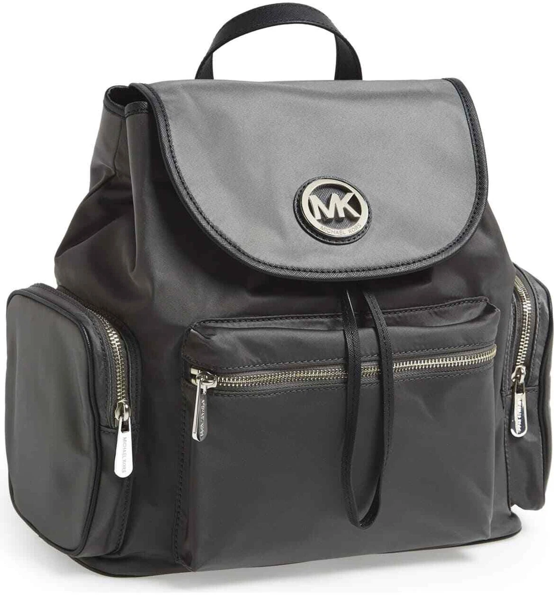 Michael Kors Fulton Nylon Women s Graphite Backpack Leather Nylon Cargo Bag new