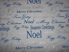 Fitted Crib Sheet/ White with Silver/ BLue CHRISTMAS WORDS/ONE OF A KIND/REDUCED