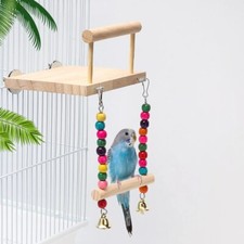 Bird Swing Wooden Parakeet Toys For Perches Hanging Cage Parrot Rack playstand