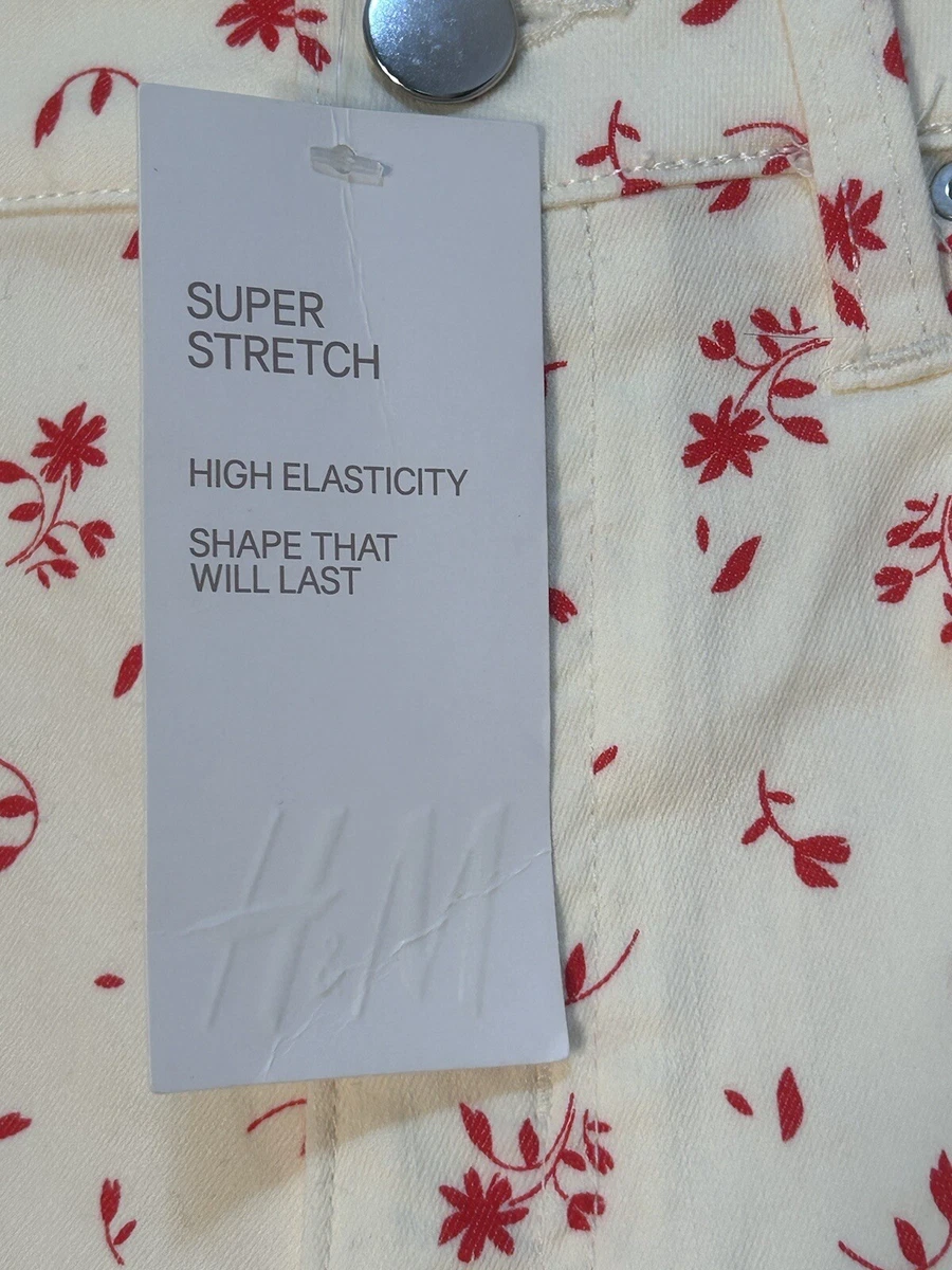 H&M S NUEVO Calce Ajustado Rojo Marfil Floral Pt Elástico Algodón Bl Super Elástico Decoración de Jardín