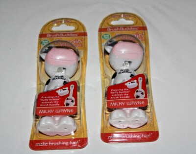 KIDS Brush Buddies Poppin' Toothbrush Milky Wayne COW Soft BPA Lot Of 2 In Box 