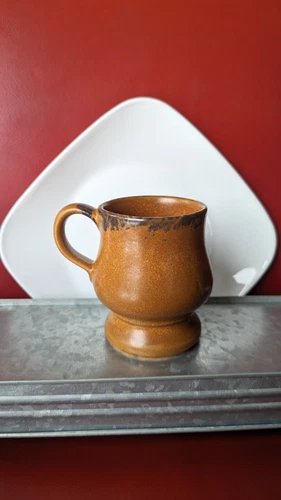 Canyon Mesa Brown McCoy Pottery Pedestal Footed Coffee 14oz Mug USA 