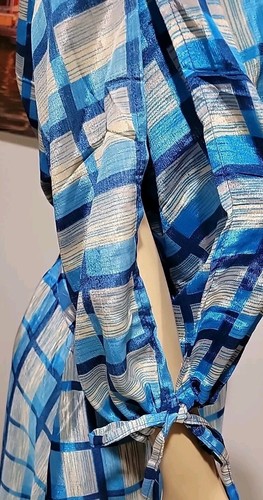 Darn Good The Zaria Wrap Silk Blend Dress Blue Adjustable (14-32) Womens NWT #X - Picture 6 of 13