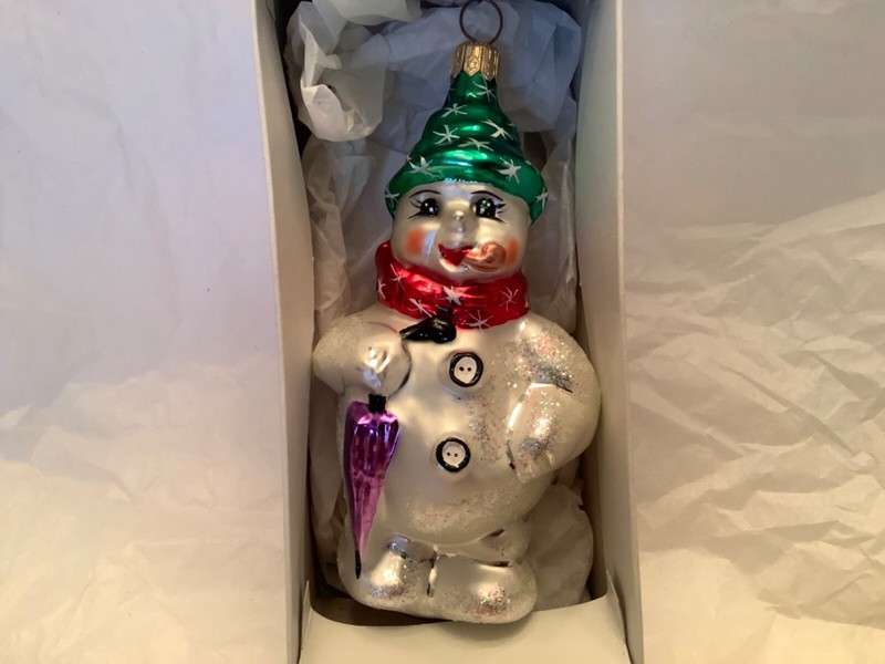 Christopher Radko 1996 Frosty Weather Snowman, signed by Christopher.