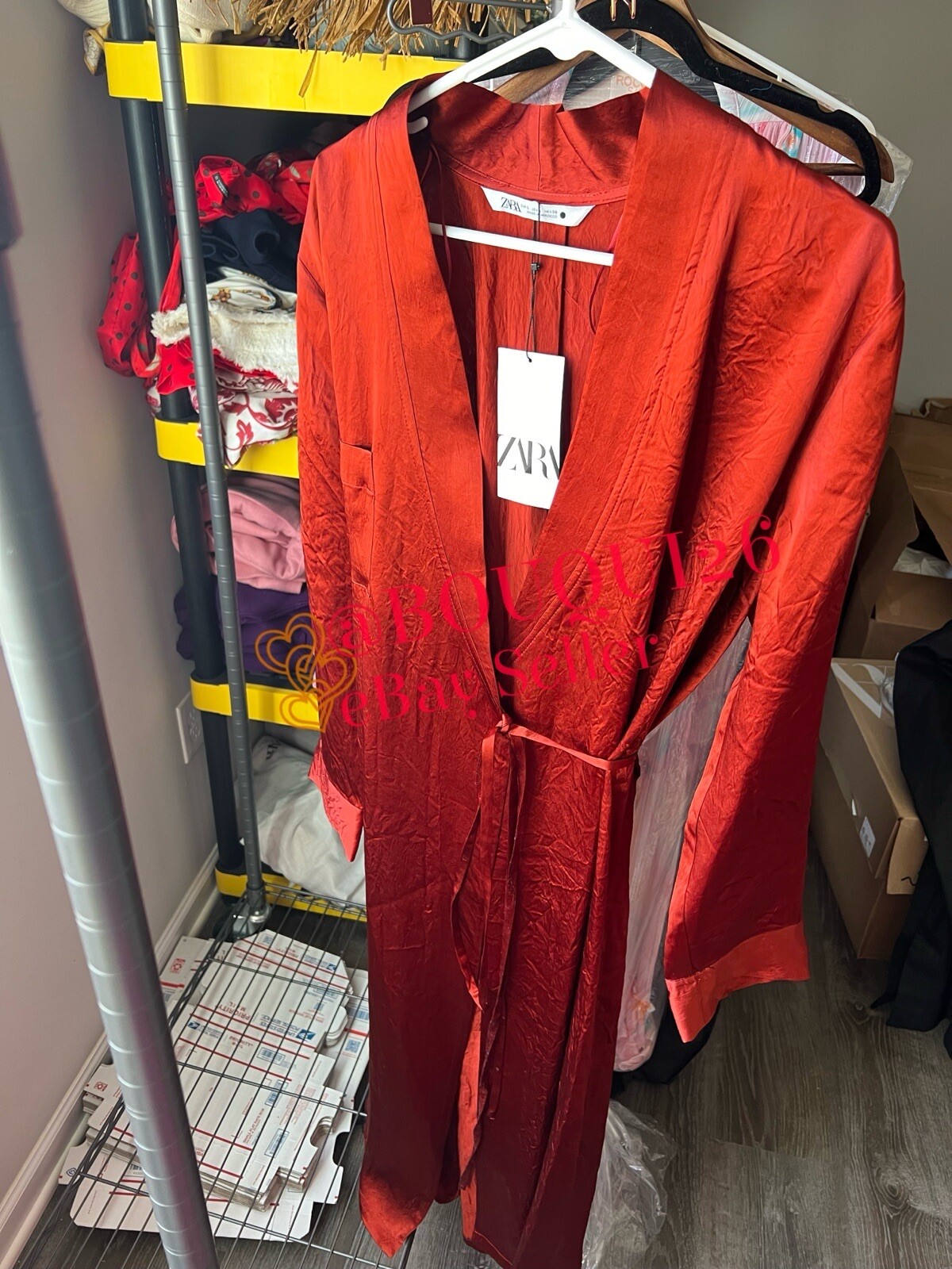 ZARA NEW WOMAN SATIN EFFECT WRAP DRESS ZW COLLECTION DARK ORANGE REF: 8595/980 image 4