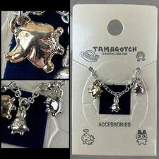 1997 Bandai Tamagotchi Pochitchi Kuchipatchi Mametchi Silver Tone Charm Bracelet