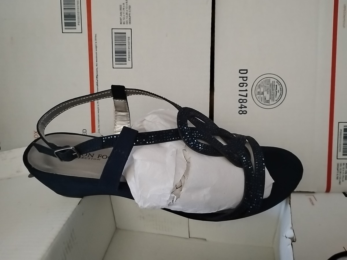 Ｓ ミッドナイト WOMENS London Fog LFW-MACEY NAVY BLUE FAB/STONES DRESS SHOE, Size