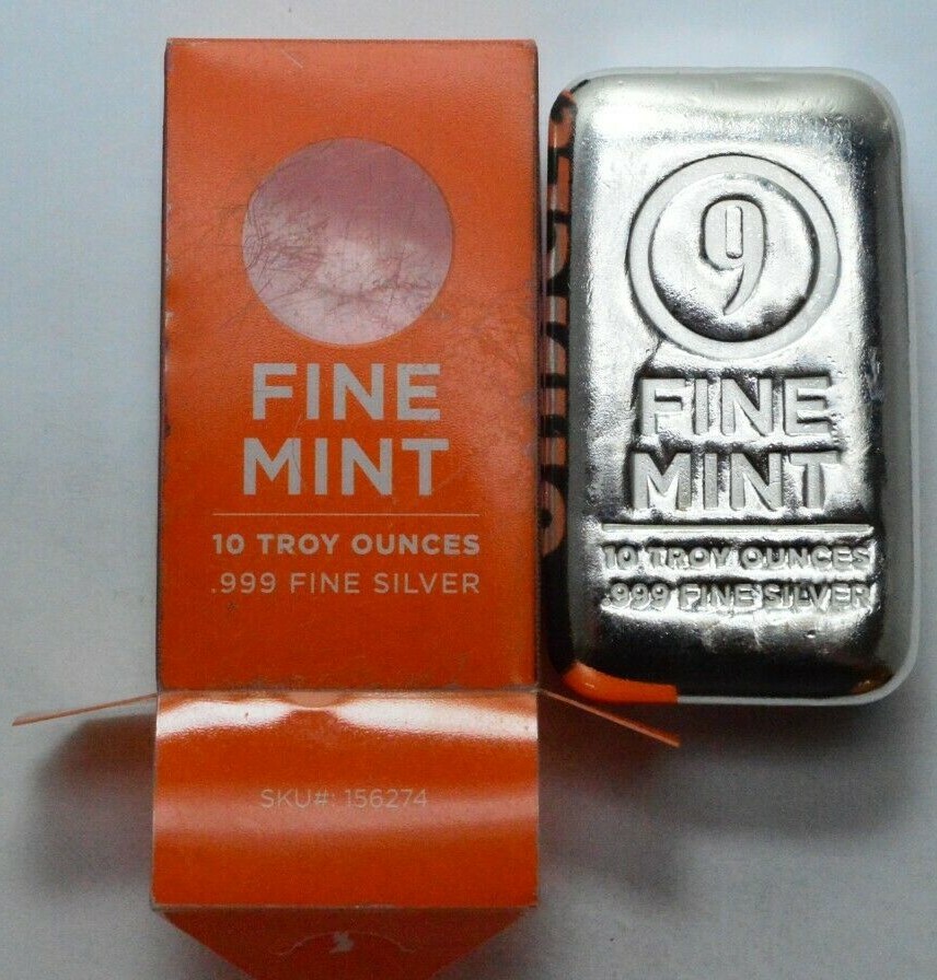 10 Oz .999 Silver Bar 9 FINE Mint APMEX Orange Plastic Box