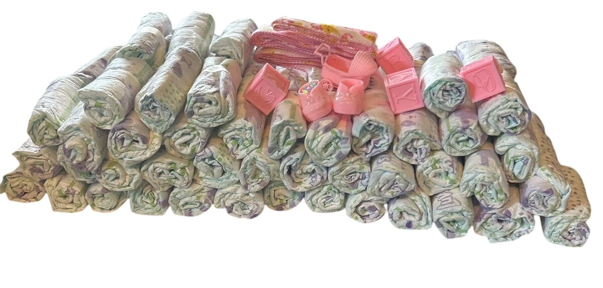 Luvs Newborn Diapers Bundle 80 count Set w Ribbon and 12ea Decor Read Below