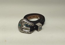 NOCONA Womens Turquoise Belt Black Leather with Brads Western Motorcycle Size L