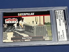 Bob Feller 1994 Caterpillar Tractor Auto Autograph Signed Card dna psa HOF