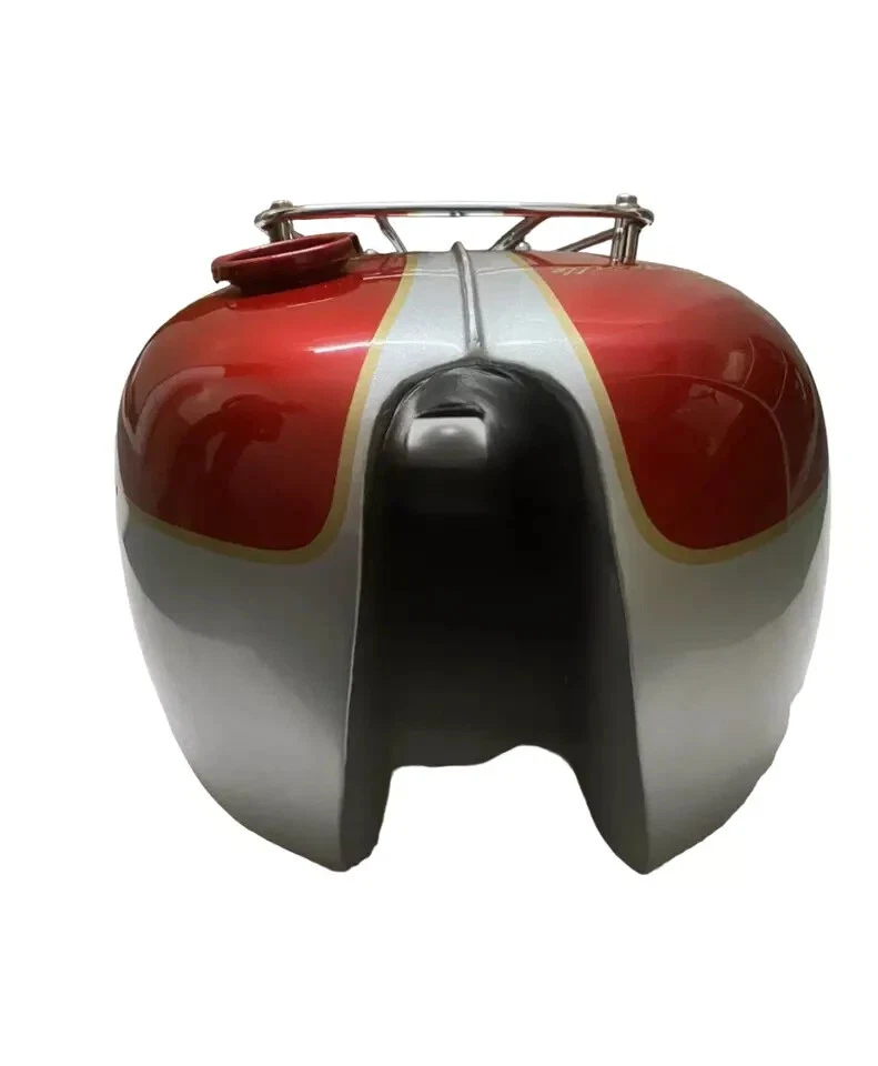 Fit For Triumph T120 BONNEVILLE 3.5 Gallon Cherry & Silver Painted Petrol Tank - Imagem 4 de 4