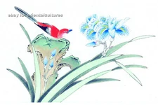 Chinese 100% real natural silk thread,su hand embroidery kits:bird rock flower 