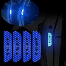 For Car 4pcs Blue Door Open Warning Reflective Safety Stickers