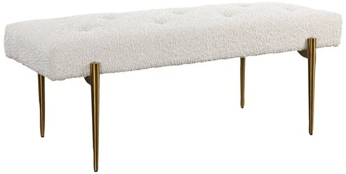 Uttermost Olivier 49 1/2" Wide White Button-Tufted Modern Accent Bench - Picture 2 of 5