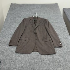 Canali Suit Mens 42R Brown Wool Plaid Made in Italy Luxury Formal Classic Style