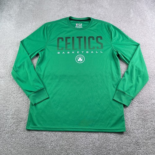 Boston Celtics Shirt Mens Large Green Ultra Game Performance Long Sleeve NBA Tee