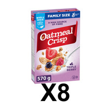 Oatmeal Crisp Triple Berry Breakfast Cereal Family Size 570g Crunchy 8 Packs
