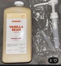 Dunkin Vanilla Bean Coolatta Swirl-Syrup 64 Oz Jug New Sealed W Pump