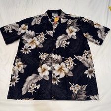 Pacific Legend Mens Hawaiian Shirt Large Cotton Floral Aloha Camp Made USA NWT