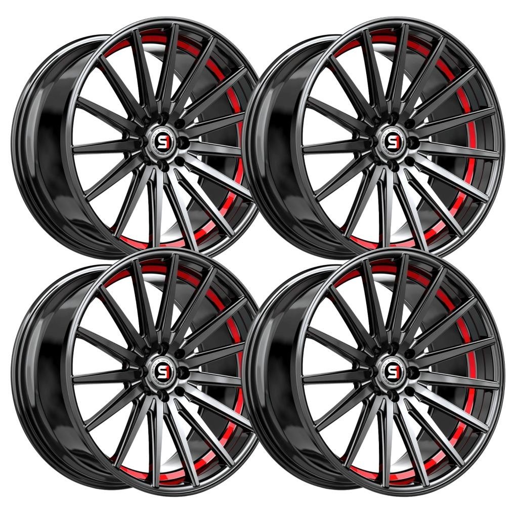(Set-4) Spec-1 SP-69 17x7.5 5x105/5x114.3 42mm Black Red wheels rims 17 Inch