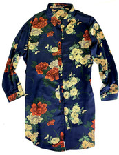 Boohoo Women's Shirt Dress Sze 18 Multicolor Floral Relaxed Fit Trendy Boho Chic