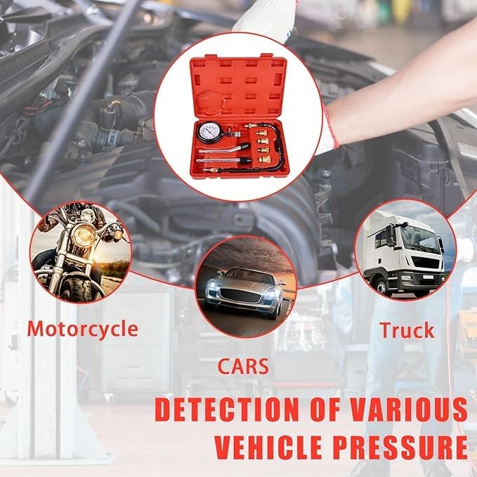 Testeur de compression de moteur en cas de perte de puissance avec embout de bougie d'allumage M10 - 4