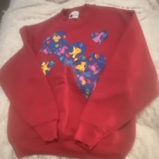Vintage 80s Red Teddy Bear Hears Sweatshirt Size Medium