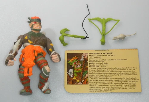 100% Complete 1989 Rat King TMNT 4.5 Figure File Card & Accessories Vintage Lot