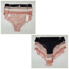 ADRIENNE VITTADINI 5 Pack Womens Large Back Lace Panties Black Brown Cream Beige