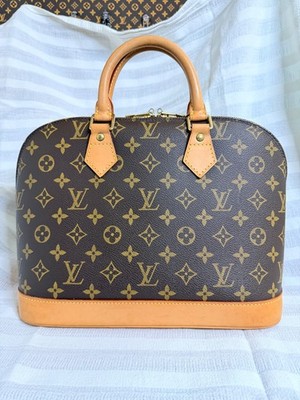 Louis Vuitton Alma Handbag PM Brown Canvas Excellent FL0021